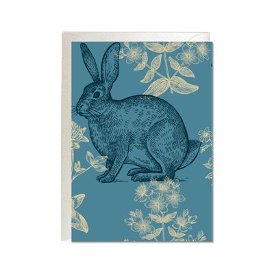 Carte pliante verticale, LAPIN & FLEURS