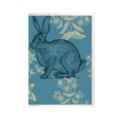 Tarjeta plegable vertical, CONEJO Y FLORES