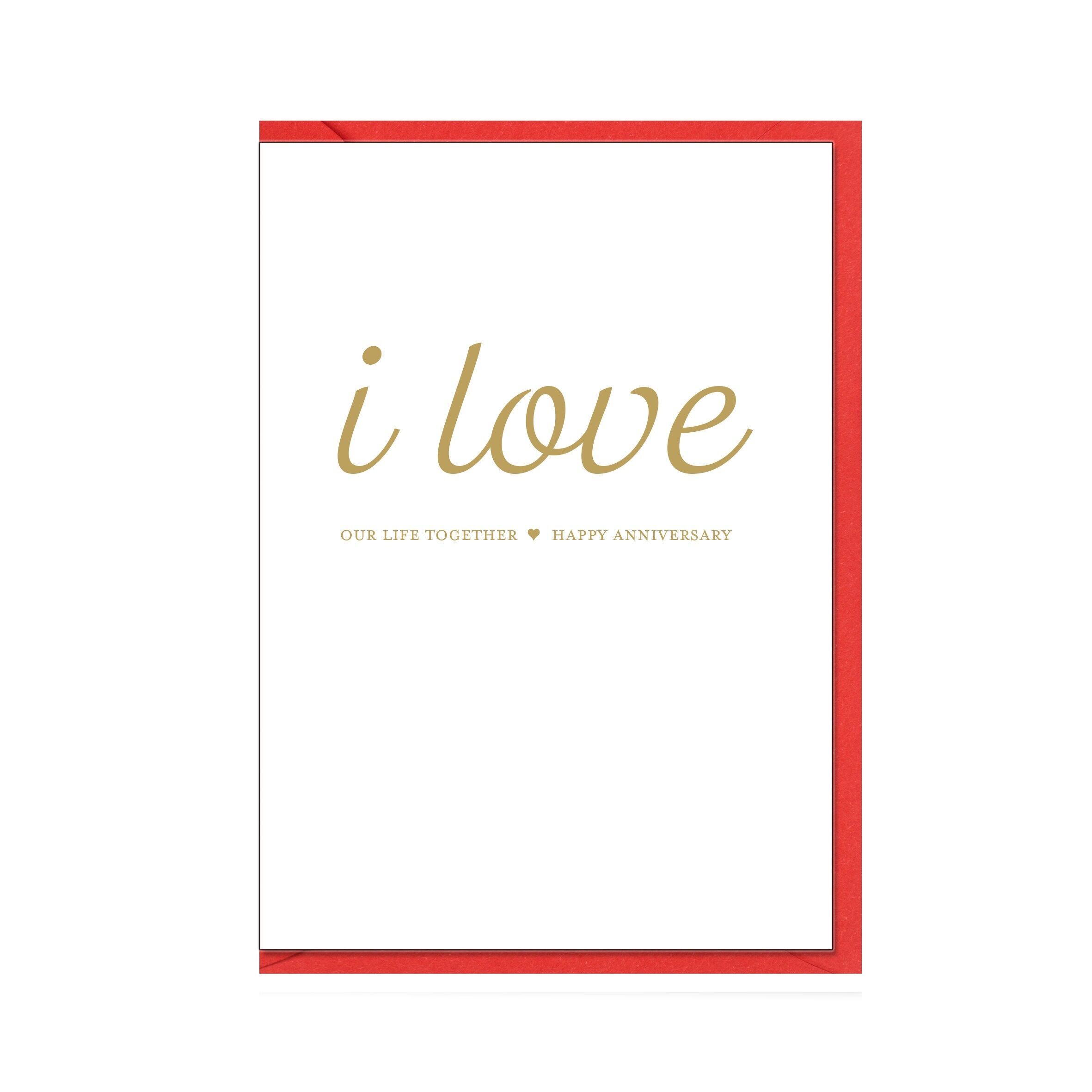 Biglietto piegato in verticale, AMO LA NOSTRA VITA INSIEME BUON AVERSARIO