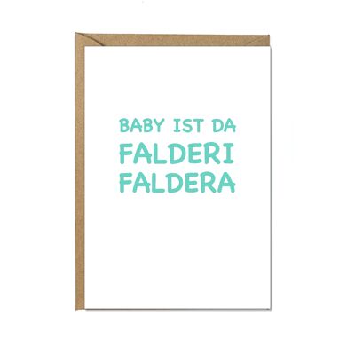 Tarjeta plegable vertical, BABY IS DA, FALDERI, FALDERA, verde claro