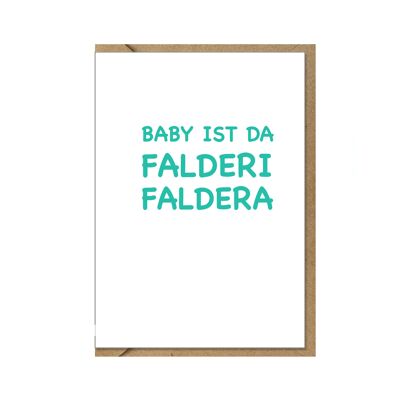 Biglietto pieghevole verticale, BABY IS DA, FALDERI, FALDERA, verde chiaro