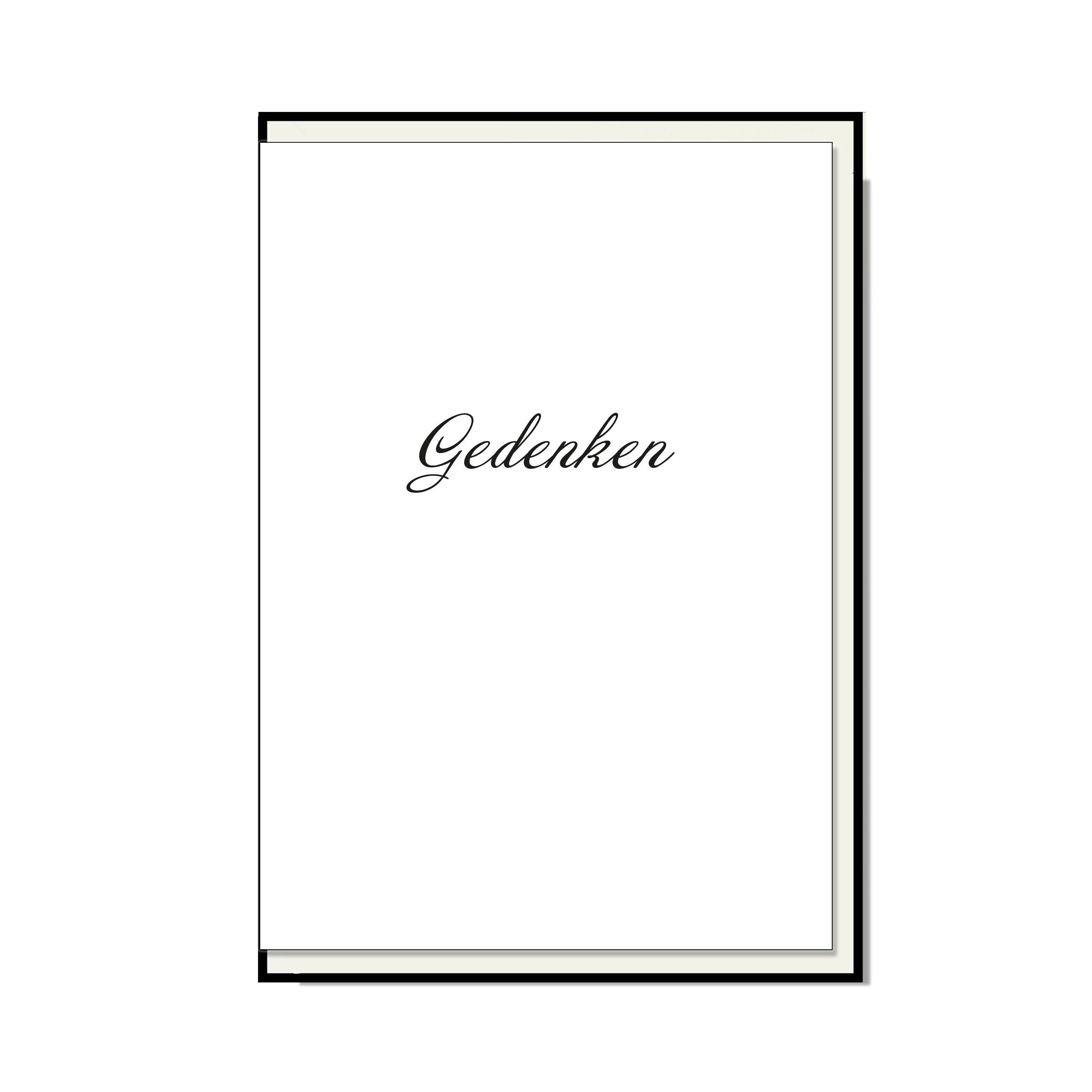 Ritratto in cartoncino piegato, GEDENKEN (corsivo), nero