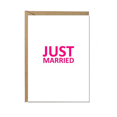 Faltkarte hoch, JUST MARRIED, neon pink