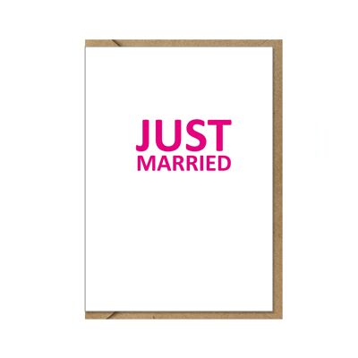 Tarjeta plegable vertical, RECIÉN CASADOS, rosa neón
