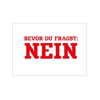 Postkarte quer, BEVOR DU FRAGST: NEIN, rot