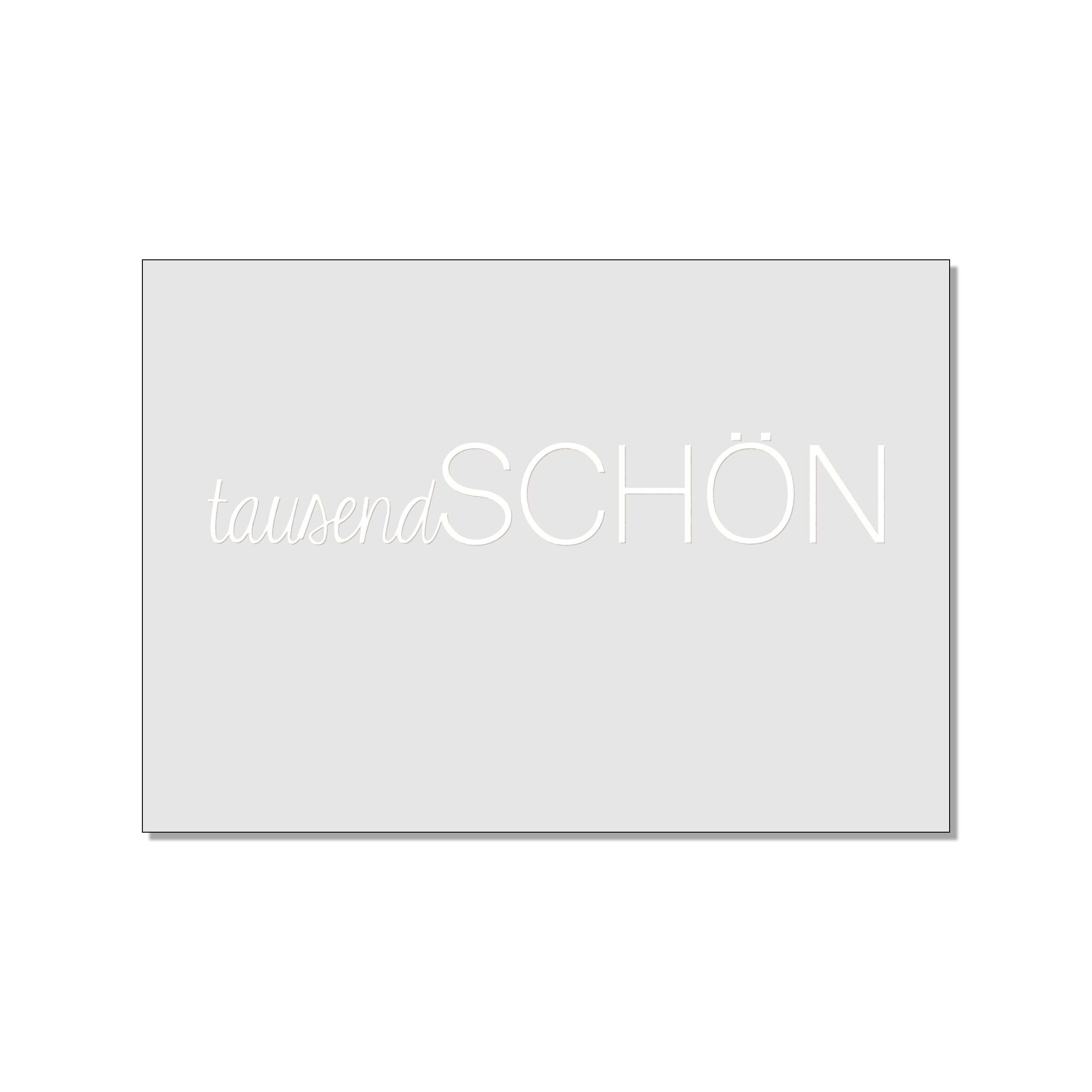 Postcard landscape, tausendSCHÖN with hot foil embossing in silver