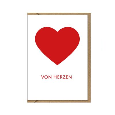 Carte pliée, FROM HEART, rouge