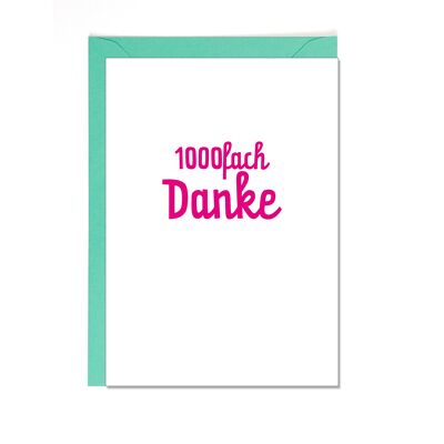Folded card, THANK YOU 1000 times, neon pink