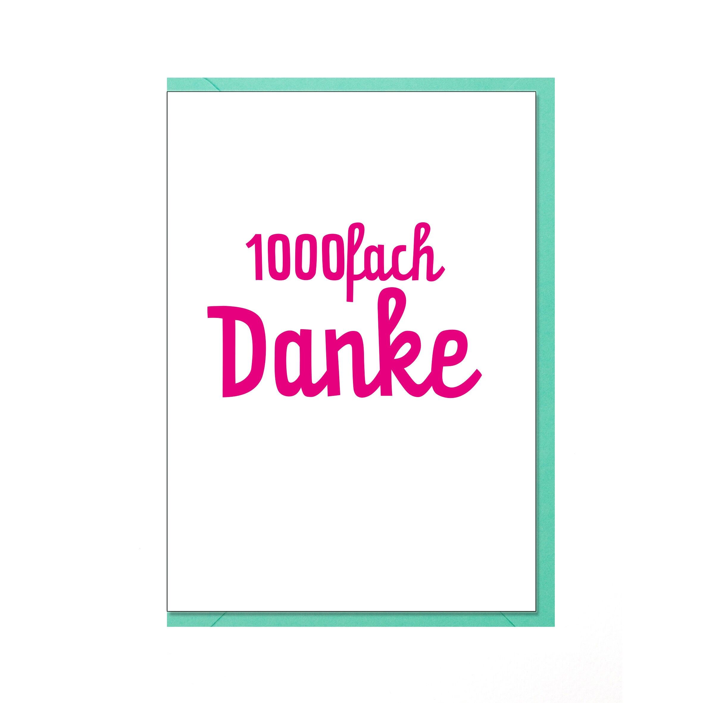 Biglietto piegato, GRAZIE 1000 volte, rosa neon