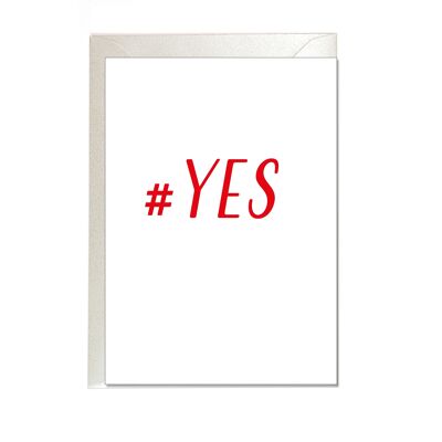 Folded card up, #YES, red