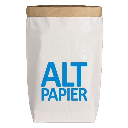 Paperbags Large weiss, ALTPAPIER (Druckschrift), blau