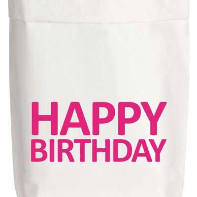Sacchetti di carta piccoli bianchi, HAPPY BIRTHDAY, rosa neon