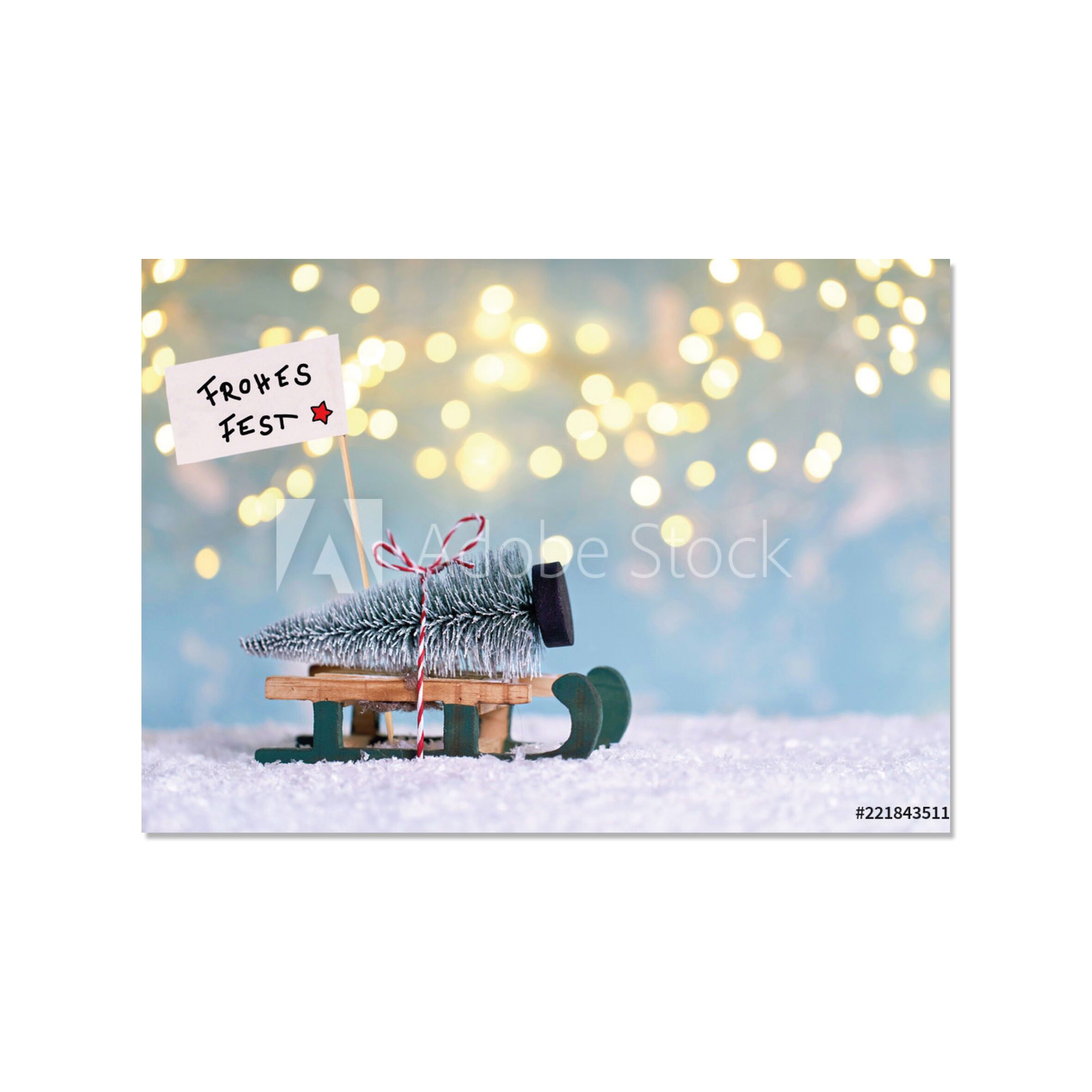 Cartolina attraverso, slitta HAPPY FEST