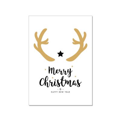 Postcard high, MERRY CHRISTMAS (antlers)