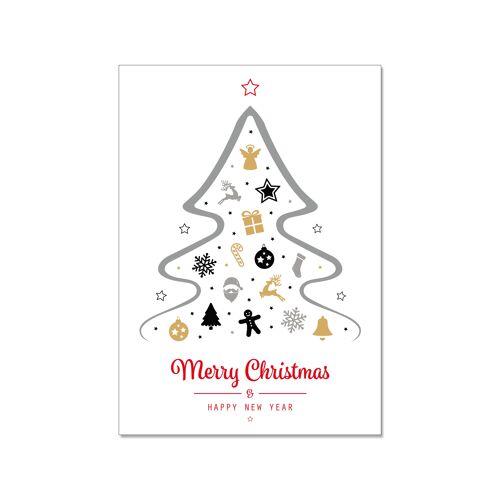 Postkarte hoch, MERRY CHRISTMAS & A HAPPY NEW YEAR