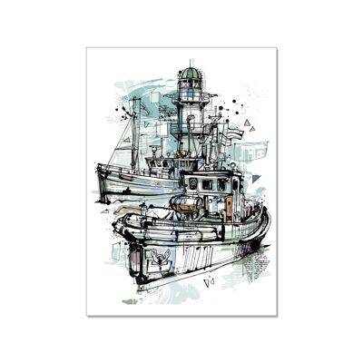 Carte postale haute, VINTAGE HARBOUR