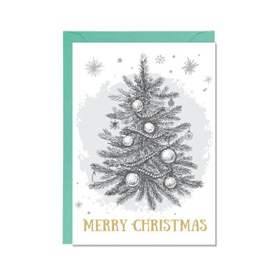 Folded card portrait, MERRY CHRISTMAS, CHRISTMAS TREE