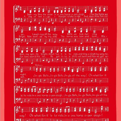 Strofinaccio rosso, JINGLE BELLS, bianco