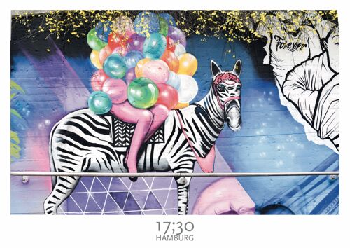 Poster A3 (29,7 x 42cm), BALLOON ZEBRA