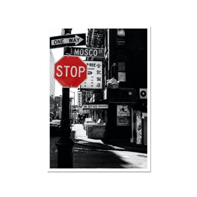 Postcard high, street art, NEW YORK "STOP" MOSCO ST