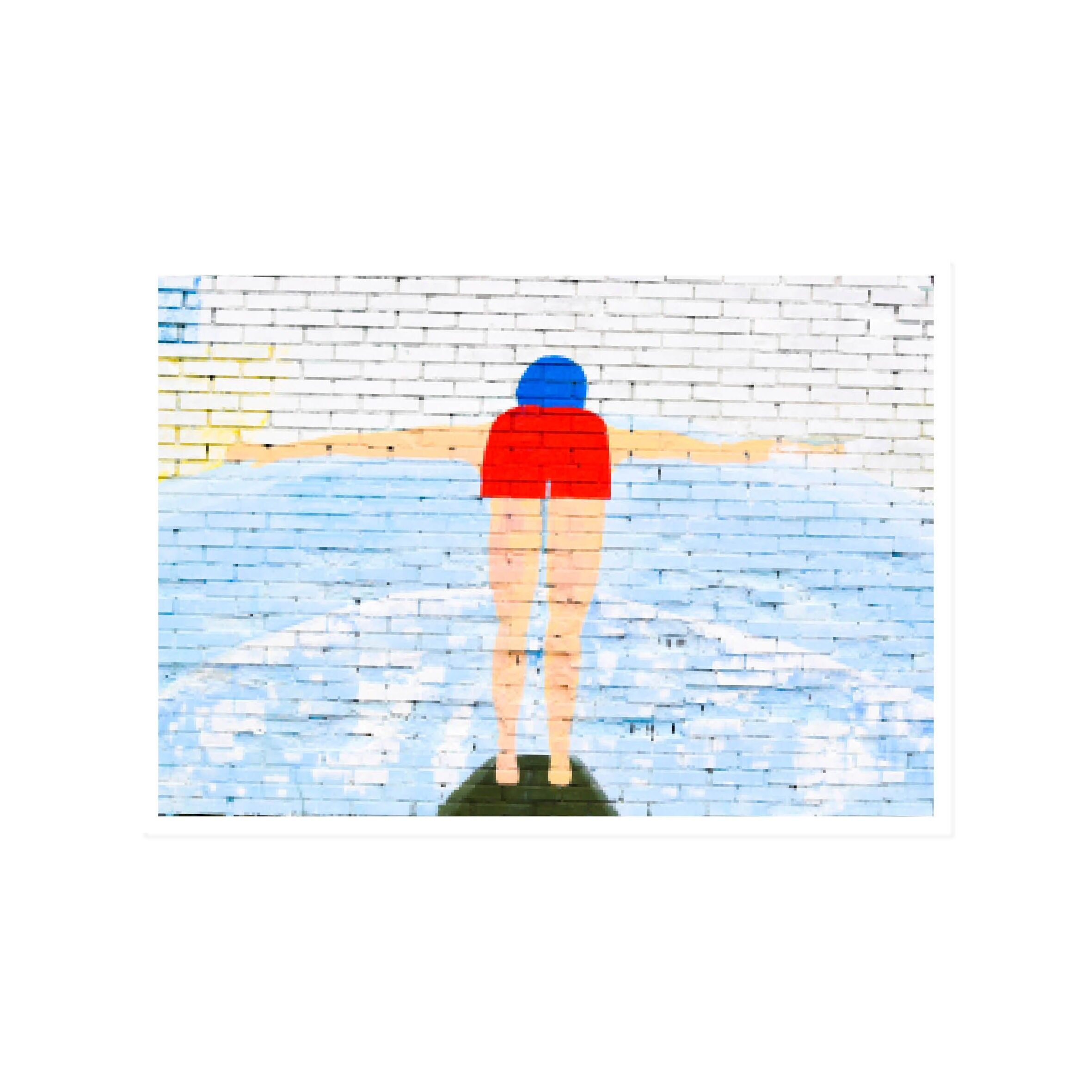 Cartolina attraverso, street art, NUOTATORE LIBERO