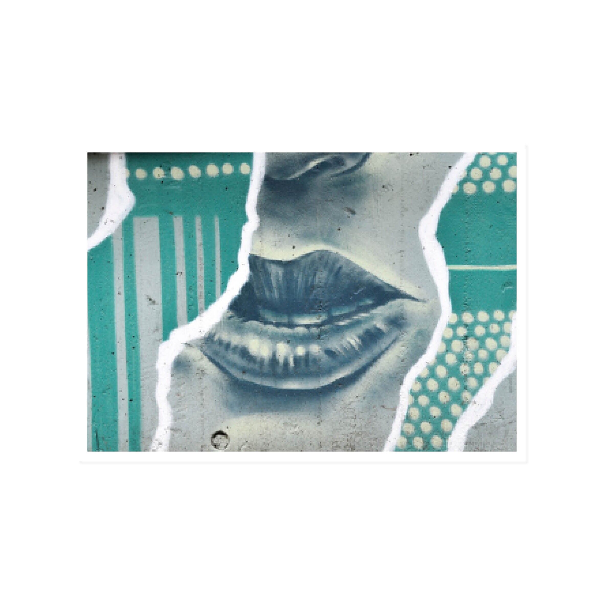Paesaggio da cartolina, street art, GREEN LIPS