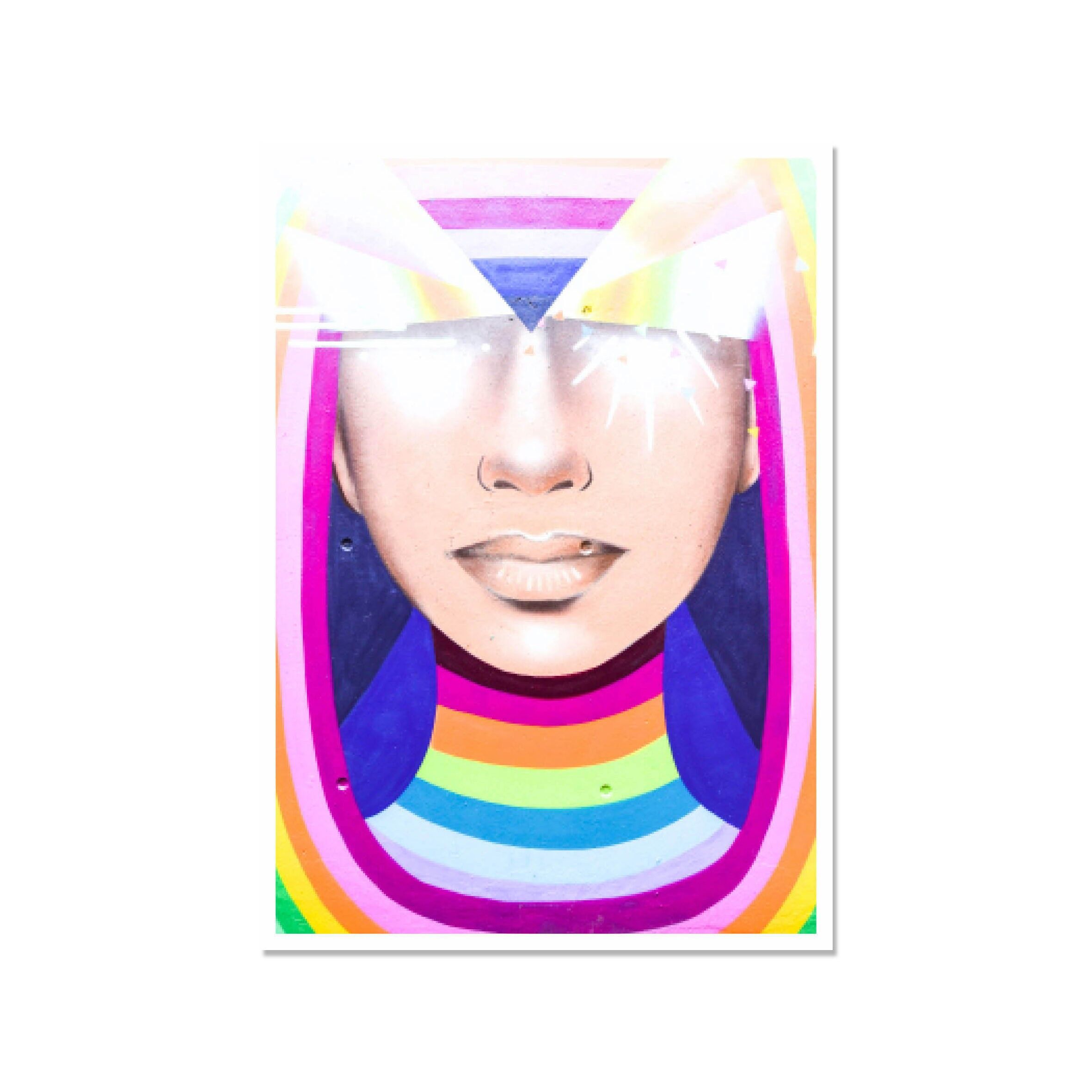 Cartolina alta, street art, DONNA RAINBOW