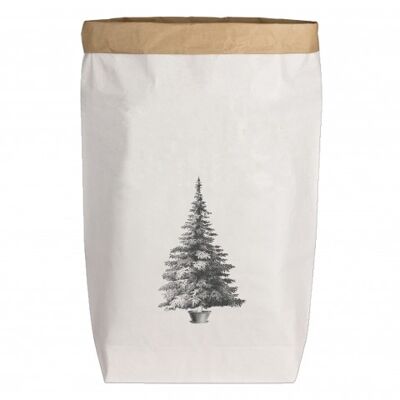 Paperbags Large white, CHRISTMAS TREE, grey
