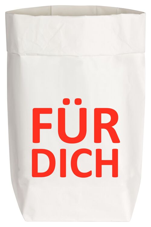 Paperbags Small weiss, FÜR DICH, rot