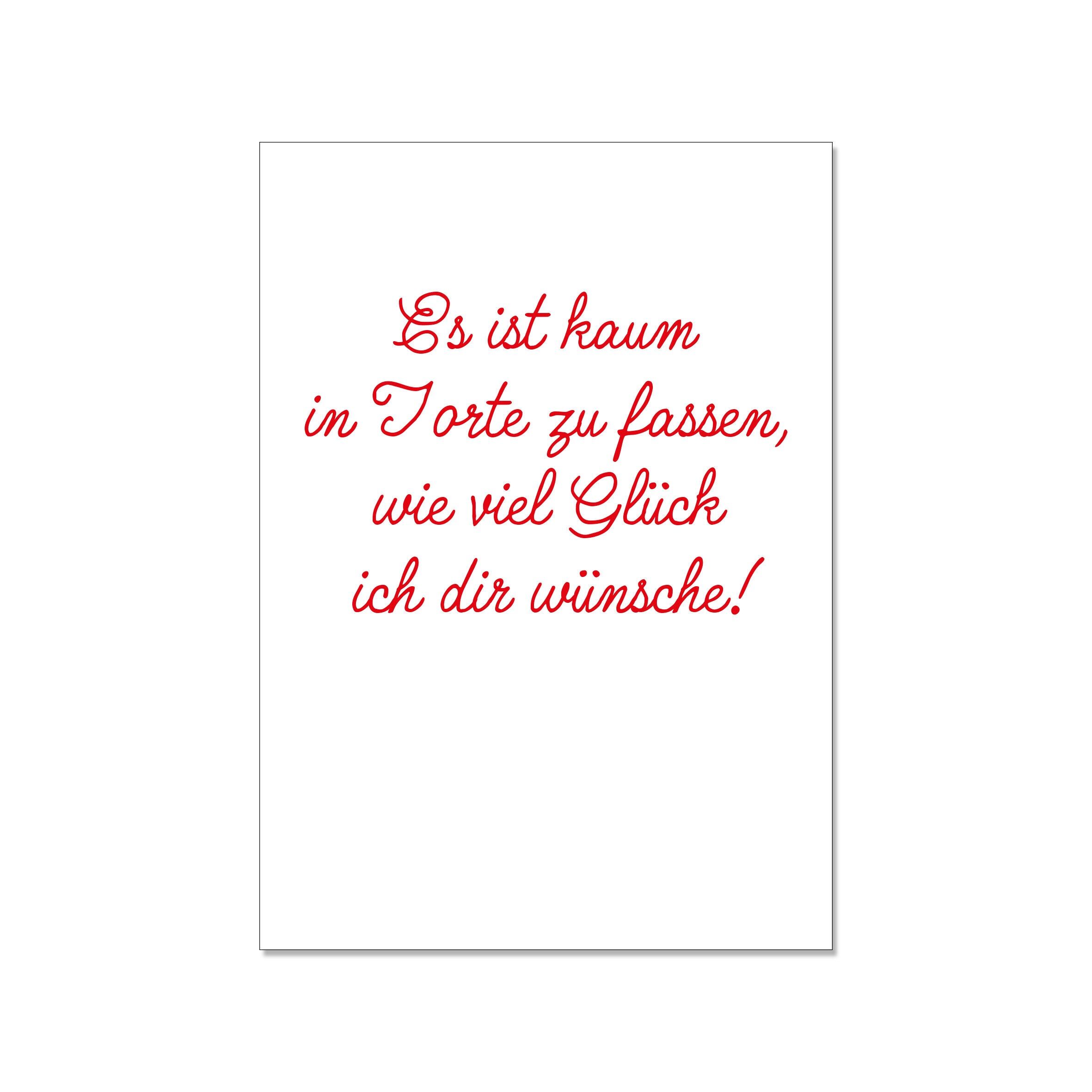 Cartolina alta, È DIFFICILE DA PIETRA NELLA TORTA QUANTO FORTUNA TI AUGURO, rosso