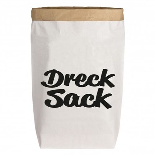Paperbags Large weiss, DRECK SACK (Schreibschrift), schwarz