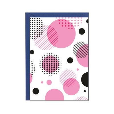 Vertical folded card, CIRCLES pink-black