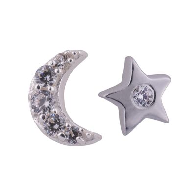 Star & moon silver earrings