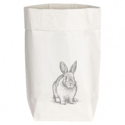 Paperbags Small weiss, HASE SITZEND, grau