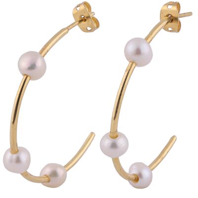 Louisa gold pearl hoops