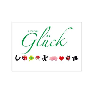 Postkarte quer, 1 PORTION GLÜCK!