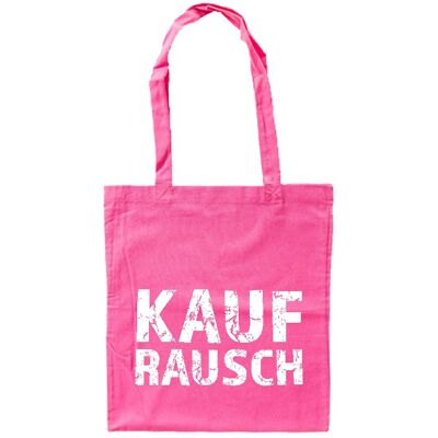 Cotton bag pink, long handle, KAUFRAUSCH, white