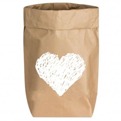 Paperbags Small natural, HEART (painted), white