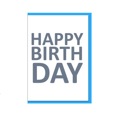Carte pliante verticale, HAPPY BIRTHDAY, bleu pierre