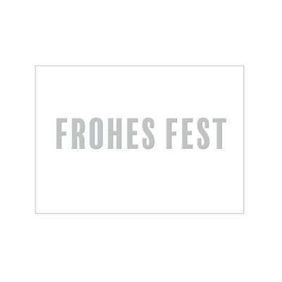 Paysage de carte postale, FROHES FEST avec gaufrage à chaud en argent