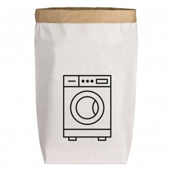 Sacs en papier Grand blanc, LAVE-LINGE, noir