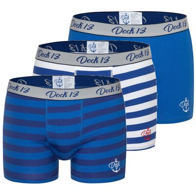 Dock13 Hommes Boxer Maritime (Lot de 3 Boxers Hommes) (Bleu Clair)