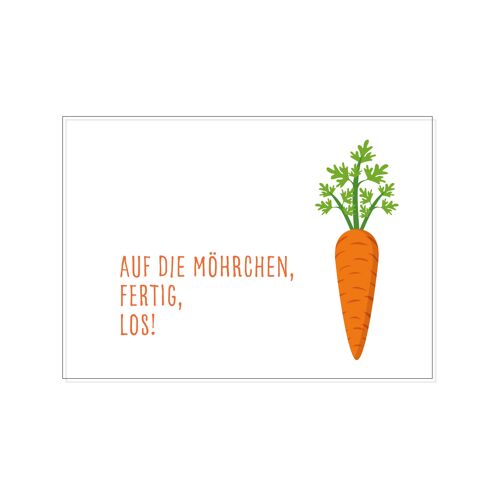 Postkarte quer, AUF DIE MÖHRCHEN, FERTIG, LOS!