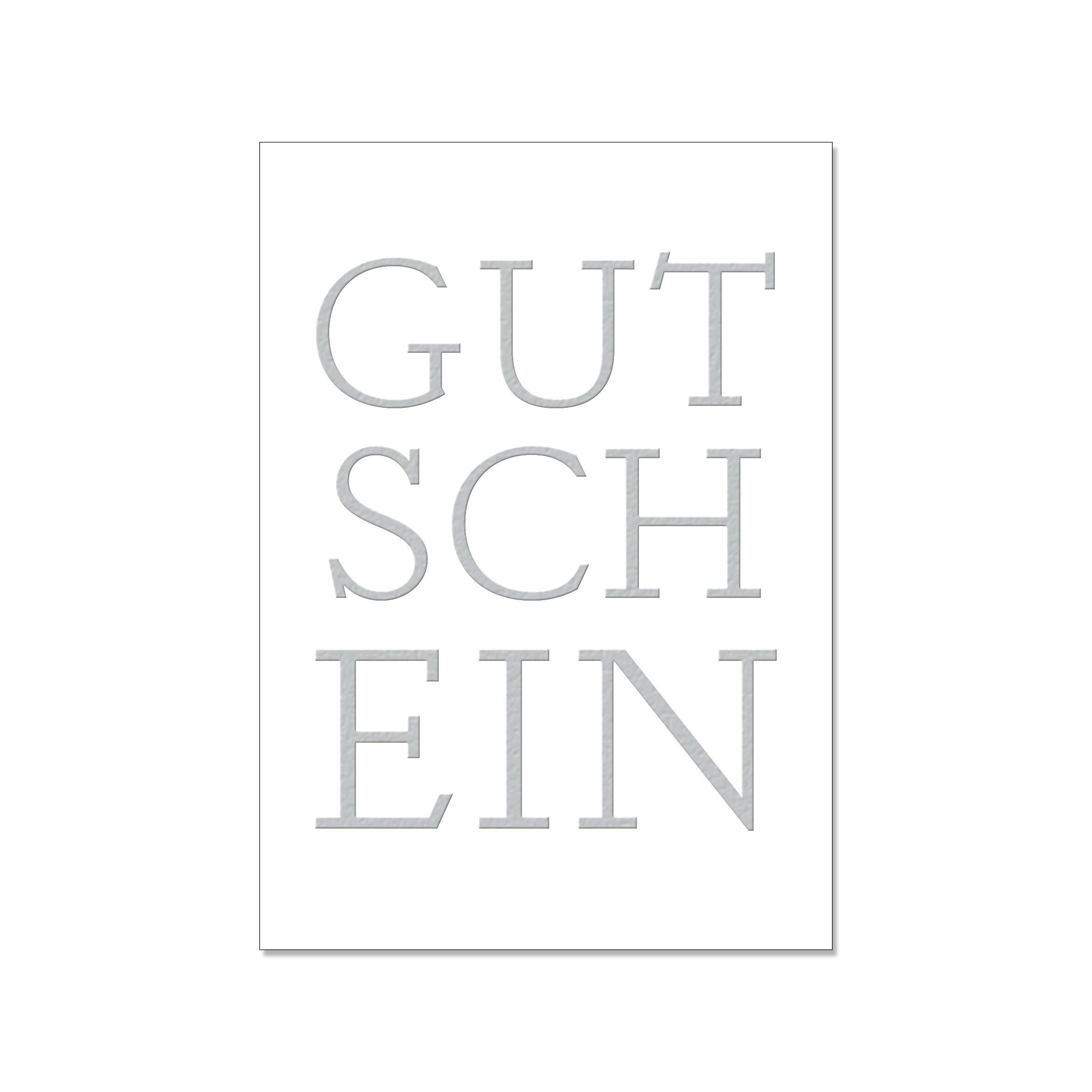 Portrait postcard, VOUCHER with hot foil embossing in silver