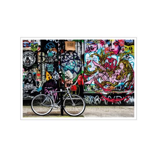 Postkarte quer, Streetart, FAHRRAD