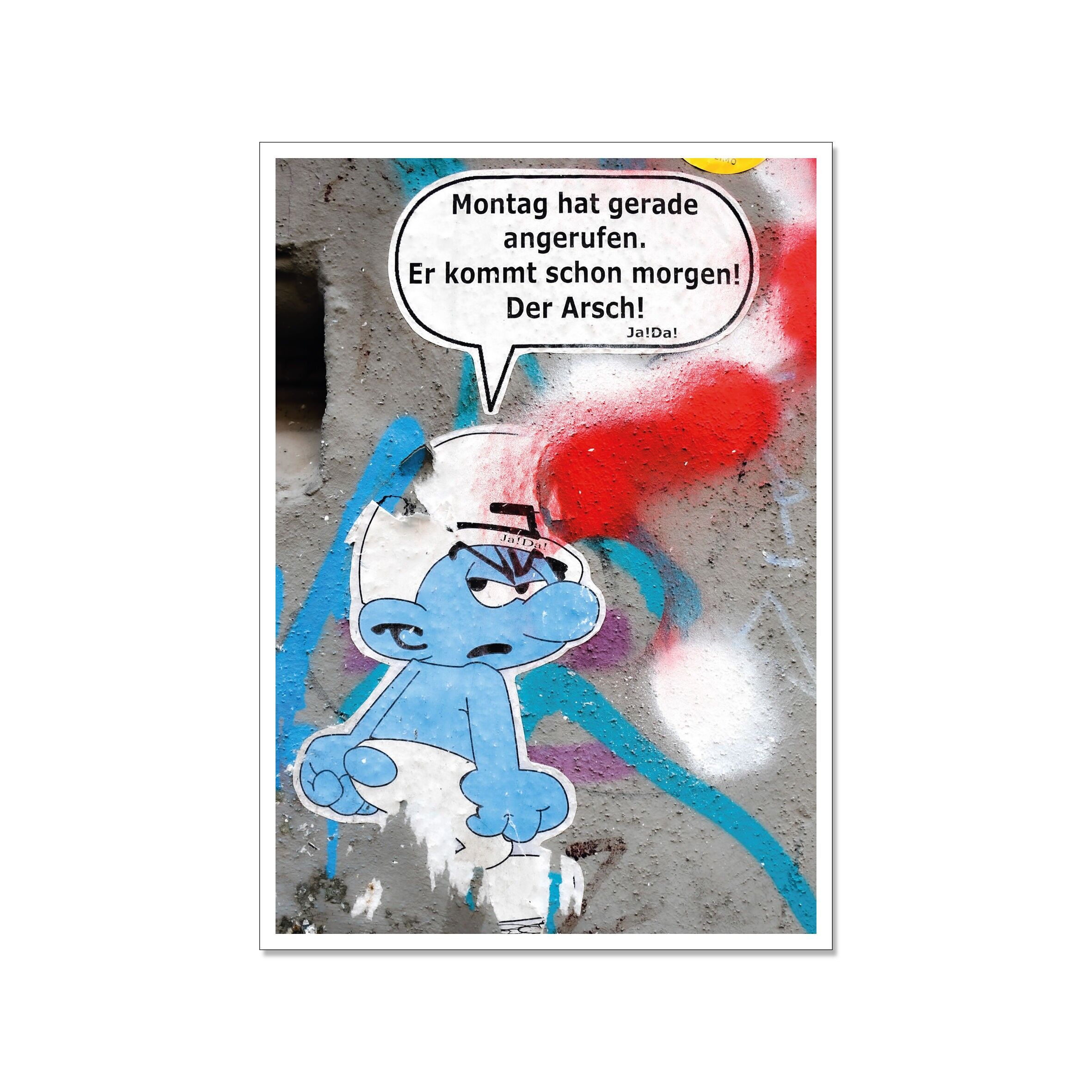 Cartolina in alto, street art, LUNEDI' CULO!