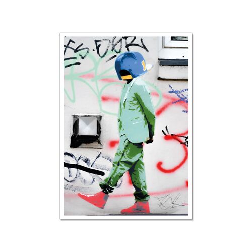 Postkarte hoch, Streetart, CAP HEAD