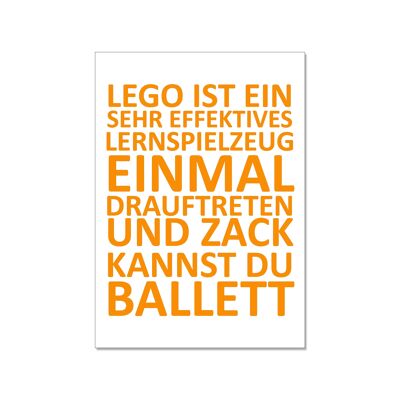 Postkarte hoch, LEGO IST EIN SEHR EFFEKTIVES LERNSPIELZEUG, orange