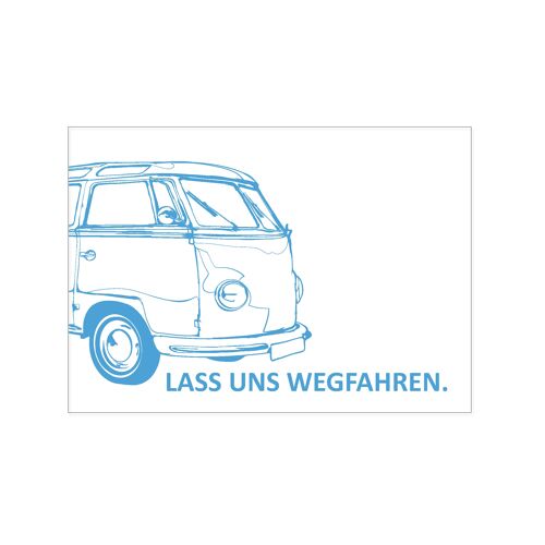 Postkarte quer, LASS UNS WEGFAHREN