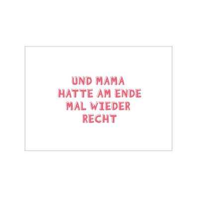 Carte postale de côté, ET À LA FIN, MAMA AVAIT ENCORE RAISON